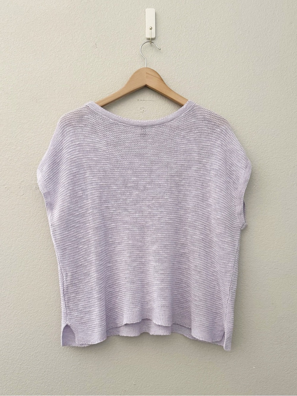 Eileen Fisher Organic Linen Cotton Slub Box Top Med Lilac Knit Casual Coastal - Picture 6 of 11